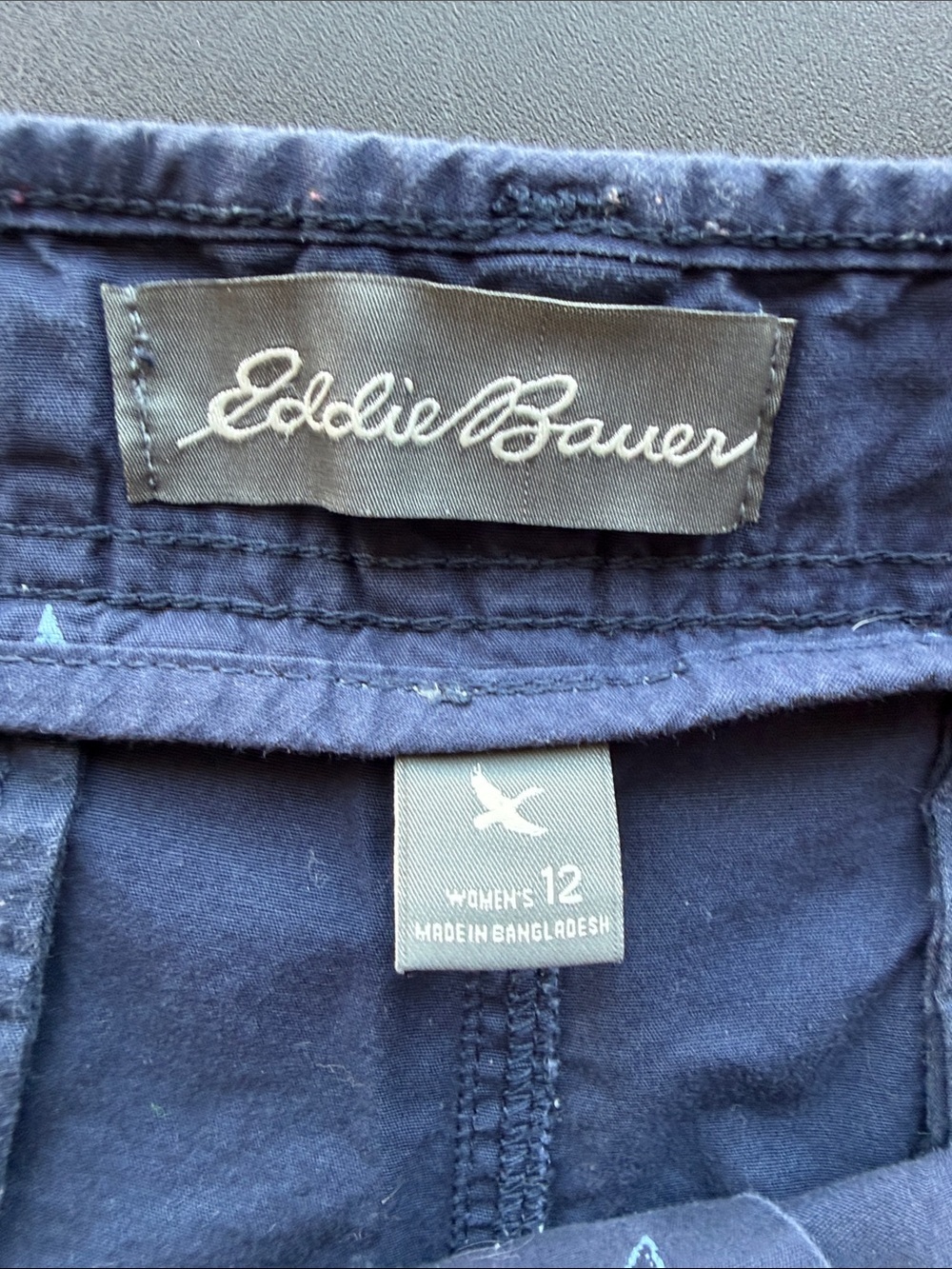 Eddie Bauer Shorts Women's 12 Navy Blue White Star Pattern Cotton - Picture 3 of 4
